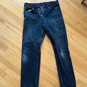 Levi's 501 Mens Button Fly Blue Jeans 32W 36L